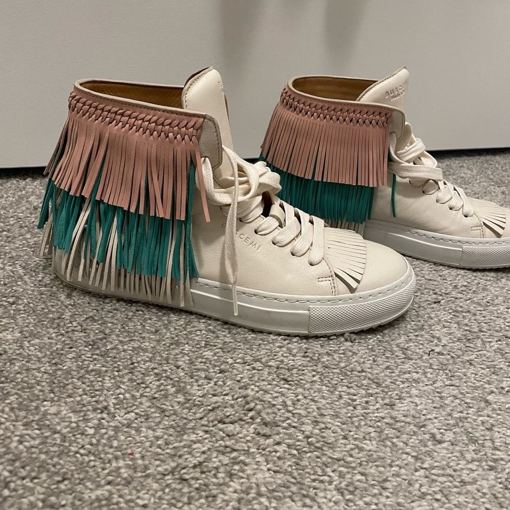 Buscemi Leather Fringed Sneakers